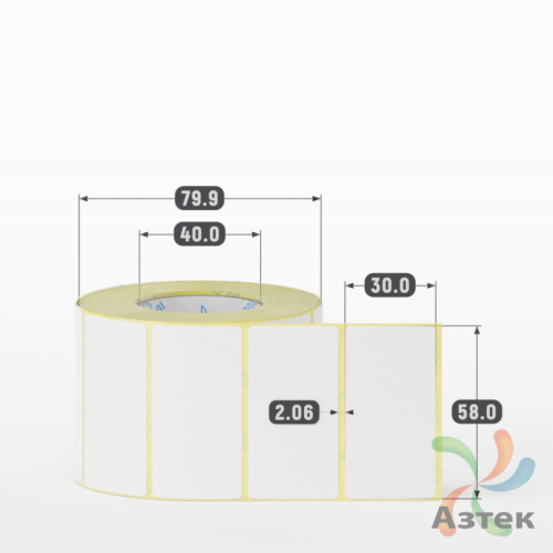 Термоэтикетка ЭКО 58х30 (рядов 1 по 800 шт)  в рулоне, втулка 40 мм (к) IQ code