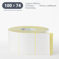 Термотрансферная этикетка 100х74 (рядов 1 по 2 500 шт) Полуглянец в рулоне, втулка 76 мм (к) IQ code