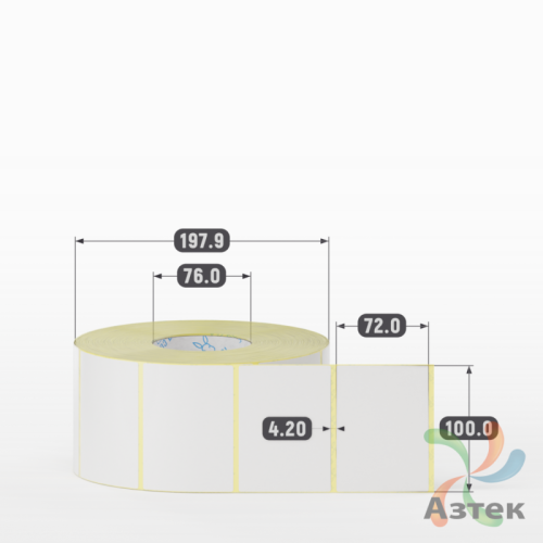 Термотрансферная этикетка 100х72 (рядов 1 по 2 500 шт) Полуглянец в рулоне, втулка 76 мм (к) IQ code
