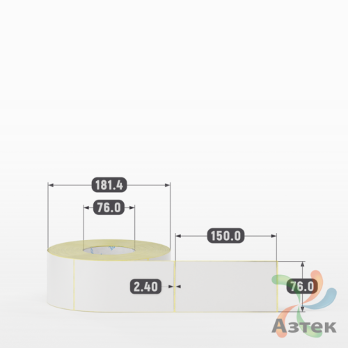 Термотрансферная этикетка 76х150 (рядов 1 по 1 000 шт) Полуглянец в рулоне, втулка 76 мм (к) IQ code