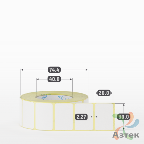 Термоэтикетка ЭКО 30х20 (рядов 1 по 1 000 шт)  в рулоне, втулка 40 мм (к) IQ code