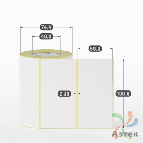 Термоэтикетка ЭКО 100х50 (рядов 1 по 400 шт)  в рулоне, втулка 40 мм (к) IQ code