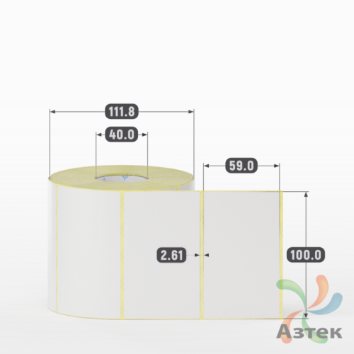 Термотрансферная этикетка 100х59 (рядов 1 по 1 000 шт) Полуглянец в рулоне, втулка 40 мм (к) IQ code