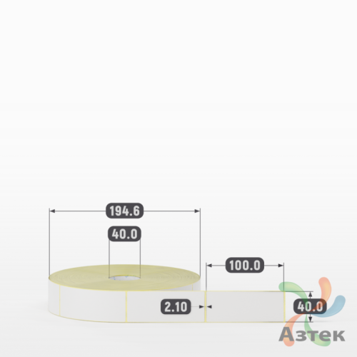 Термотрансферная этикетка 40х100 (рядов 1 по 2 000 шт) Полуглянец в рулоне, втулка 40 мм (к) IQ code