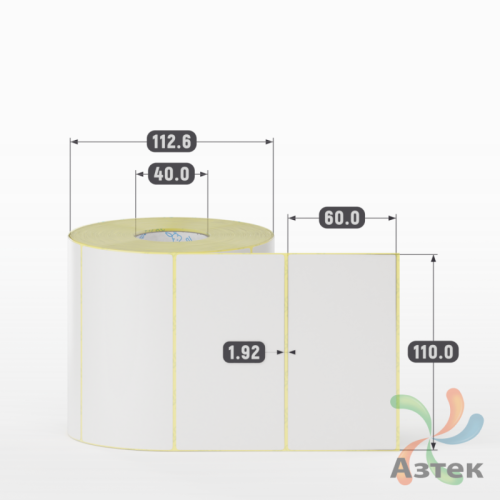 Термотрансферная этикетка 110х60 (рядов 1 по 1 000 шт) Полуглянец в рулоне, втулка 40 мм (к) IQ code