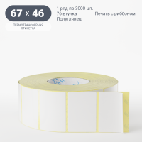 Термотрансферная этикетка 67х46 (рядов 1 по 3 000 шт) Полуглянец в рулоне, втулка 76 мм (к) IQ code