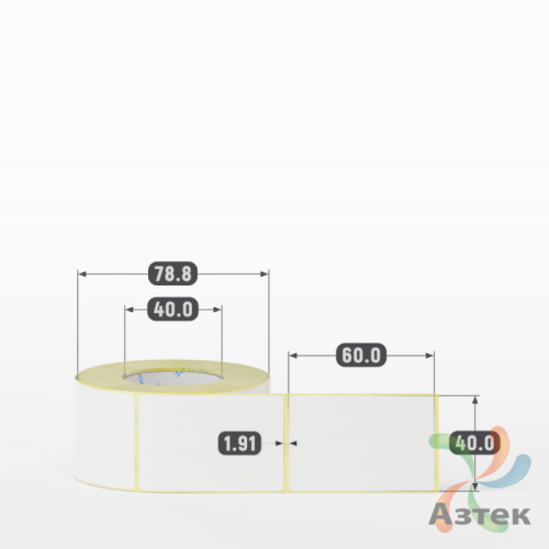 Термоэтикетка ЭКО 40х60 (рядов 1 по 400 шт)  в рулоне, втулка 40 мм (к) IQ code