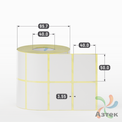 Термотрансферная этикетка 50х40 (рядов 2 по 1 000 шт) Полуглянец в рулоне, втулка 40 мм (к) IQ code