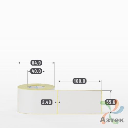 Термотрансферная этикетка 55х100 (рядов 1 по 300 шт) Полуглянец в рулоне, втулка 40 мм (к) IQ code