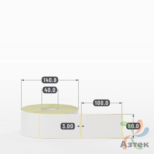 Термотрансферная этикетка 60х100 (рядов 1 по 1 000 шт) Полуглянец в рулоне, втулка 40 мм (к) IQ code