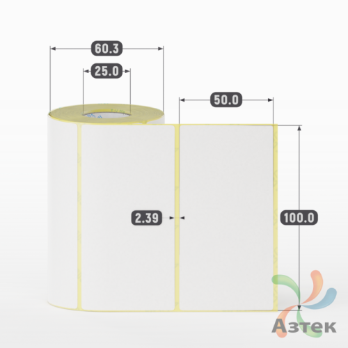 Термоэтикетка ТОП 100х50 (рядов 1 по 300 шт)  в рулоне, втулка 25 мм (к) IQ code