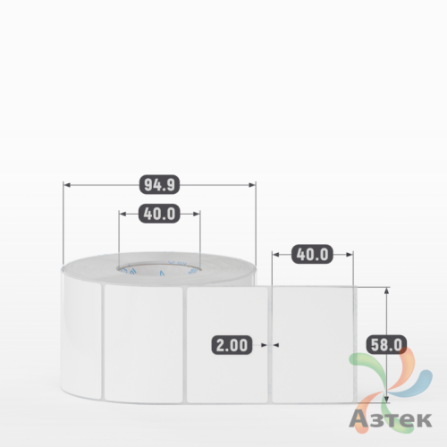 Этикетка самоклеящаяся 58х40 (рядов 1 по 1 000 шт) Полипропилен белый в рулоне, втулка 40 мм (к) IQ code 	