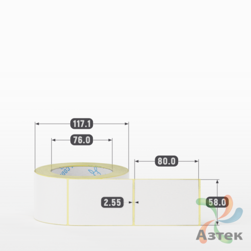 Термоэтикетка ТОП 58х80 (рядов 1 по 500 шт)  в рулоне, втулка 76 мм (к) IQ code