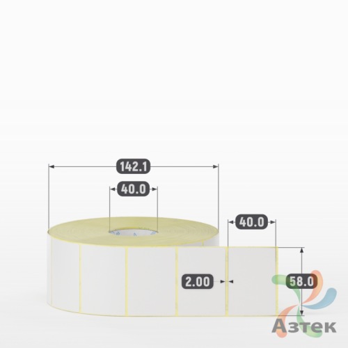 Термотрансферная этикетка 58х40 (рядов 1 по 2 500 шт) Полуглянец в рулоне, втулка 40 мм (к) IQ code