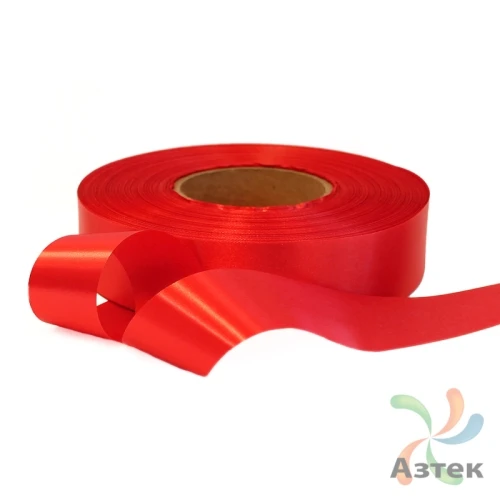 Сатиновая лента 15мм х 200м втулка 76 мм, цвет - красный