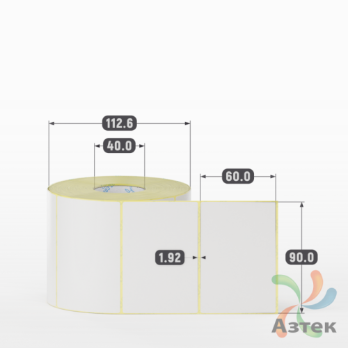 Термотрансферная этикетка 90х60 (рядов 1 по 1 000 шт) Полуглянец в рулоне, втулка 40 мм (к) IQ code