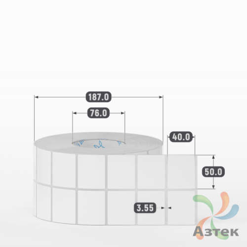 Этикетка самоклеящаяся 50х40 (рядов 2 по 4 000 шт) Полипропилен белый в рулоне, втулка 76 мм (к) IQ code 	