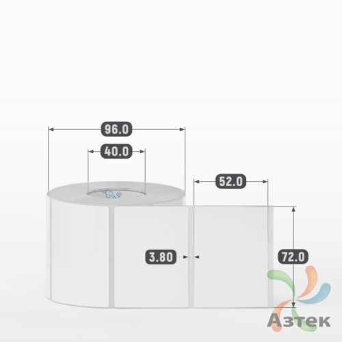 Этикетка самоклеящаяся 72х52 (рядов 1 по 800 шт) Полипропилен белый в рулоне, втулка 40 мм (к) IQ code 	