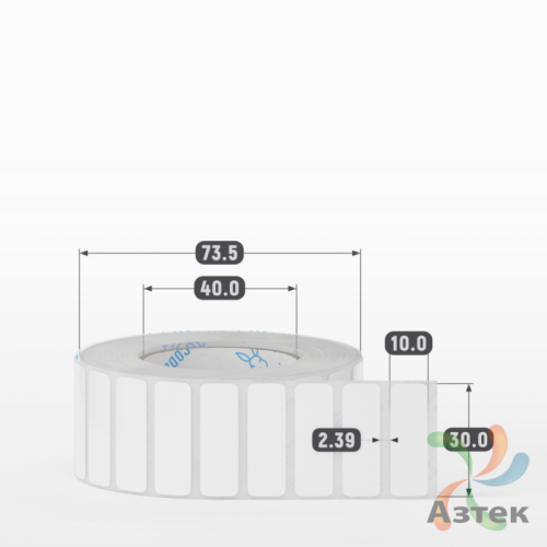 Этикетка самоклеящаяся 30х10 (рядов 1 по 2 000 шт) Полипропилен белый в рулоне, втулка 40 мм (к) IQ code 	