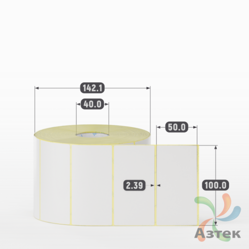 Термотрансферная этикетка 100х50 (рядов 1 по 2 000 шт) Полуглянец в рулоне, втулка 40 мм (к) IQ code