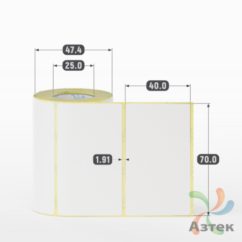 Термоэтикетка ЭКО 70х40 (рядов 1 по 200 шт)  в рулоне, втулка 25 мм (к) IQ code