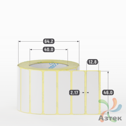 Термотрансферная этикетка 46х12,8 (рядов 1 по 1 000 шт) Полуглянец в рулоне, втулка 40 мм (к) IQ code