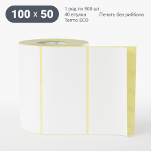 Этикетка самоклеящаяся 100х50 (рядов 1 по 500 шт) Termo ECO съемный клей в рулоне, втулка 40 мм (к) IQ code