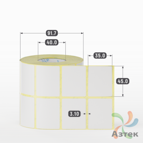 Термотрансферная этикетка 45х35 (рядов 2 по 1 000 шт) Полуглянец в рулоне, втулка 40 мм (к) IQ code