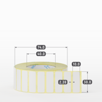 Термотрансферная этикетка 30х10 (рядов 1 по 2 000 шт) Полуглянец в рулоне, втулка 40 мм (к) IQ code