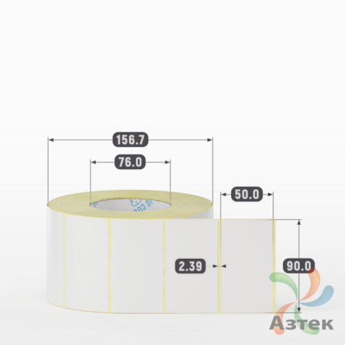 Термотрансферная этикетка 90х50 (рядов 1 по 2 000 шт) Полуглянец в рулоне, втулка 76 мм (к) IQ code
