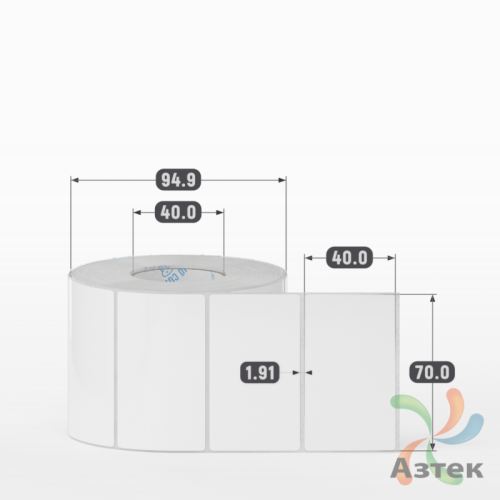 Этикетка самоклеящаяся 70х40 (рядов 1 по 1 000 шт) Полипропилен белый в рулоне, втулка 40 мм (к) IQ code 	