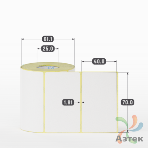Термоэтикетка ЭКО 70х40 (рядов 1 по 400 шт)  в рулоне, втулка 25 мм (к) IQ code