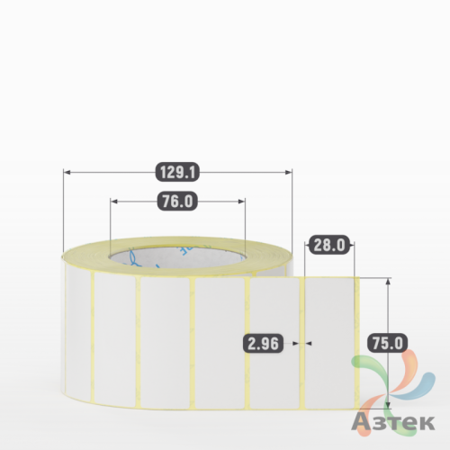 Термотрансферная этикетка 75х28 (рядов 1 по 2 000 шт) Полуглянец в рулоне, втулка 76 мм (к) IQ code