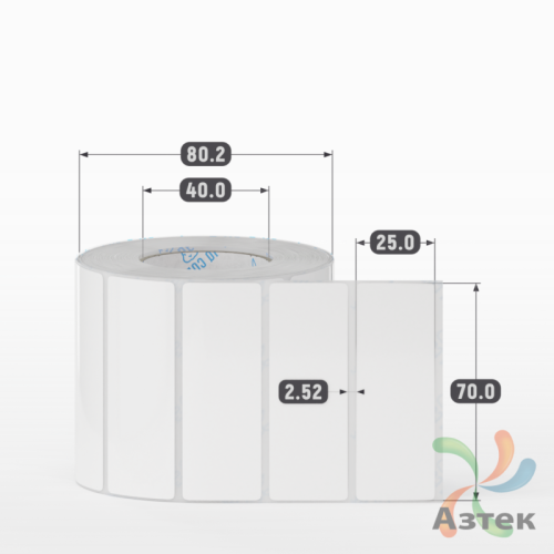Этикетка самоклеящаяся 70х25 (рядов 1 по 1 000 шт) Полипропилен белый в рулоне, втулка 40 мм (к) IQ code 	