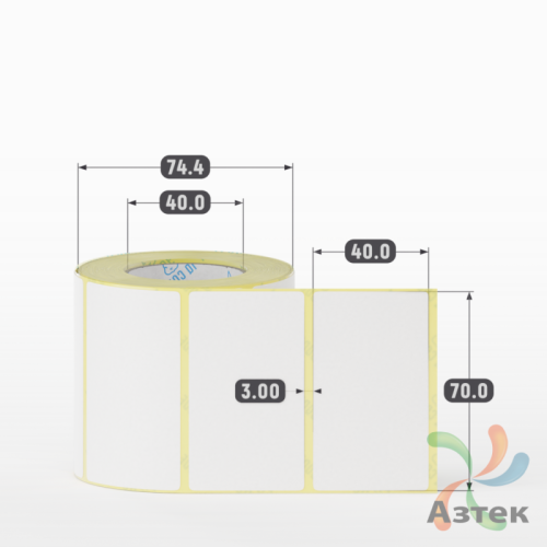 Термоэтикетка ЭКО 70х40 (рядов 1 по 500 шт)  в рулоне, втулка 40 мм (к) IQ code