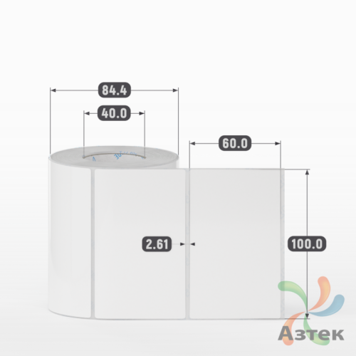 Этикетка самоклеящаяся 100х60 (рядов 1 по 500 шт) Полипропилен белый в рулоне, втулка 40 мм (к) IQ code 	