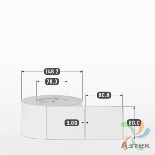 Этикетка самоклеящаяся 80х90 (рядов 1 по 1 000 шт) Полипропилен белый S2045N в рулоне, втулка 76 мм (к) IQ code 	