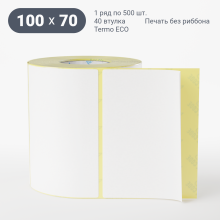 Этикетка самоклеящаяся 100х70 (рядов 1 по 500 шт) Termo ECO съемный клей в рулоне, втулка 40 мм (к) IQ code