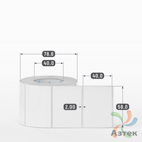 Этикетка самоклеящаяся 58х40 (рядов 1 по 600 шт) Полипропилен съемный клей в рулоне, втулка 40 мм (к) IQ code