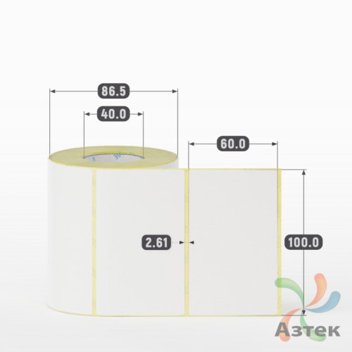 Термоэтикетка ТОП 100х60 (рядов 1 по 500 шт)  в рулоне, втулка 40 мм (к) IQ code