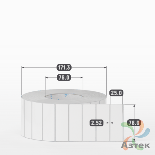 Этикетка самоклеящаяся 76х25 (рядов 1 по 5 000 шт) Полипропилен белый в рулоне, втулка 76 мм (к) IQ code 	