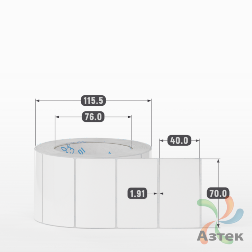 Этикетка самоклеящаяся 70х40 (рядов 1 по 1 000 шт) Полипропилен белый в рулоне, втулка 76 мм (к) IQ code 	