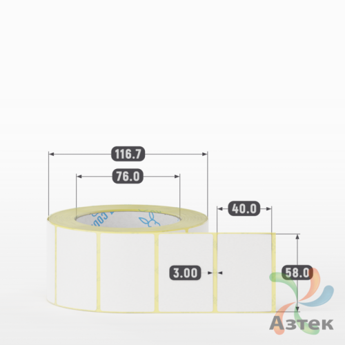 Термоэтикетка 58х40 (рядов 1 по 1000 шт) Termo ECO, втулка 76 мм (к) IQ code (подходит для Вайлдберриз)