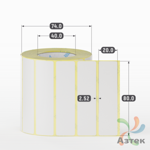 Термотрансферная этикетка 80х20 (рядов 1 по 1 000 шт) Полуглянец в рулоне, втулка 40 мм (к) IQ code