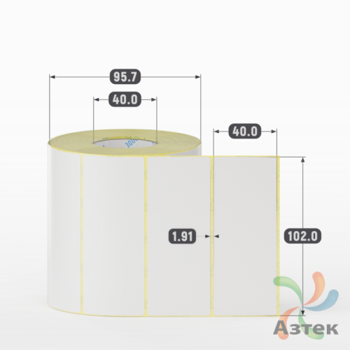 Термотрансферная этикетка 102х40 (рядов 1 по 1 000 шт) Полуглянец в рулоне, втулка 40 мм (к) IQ code