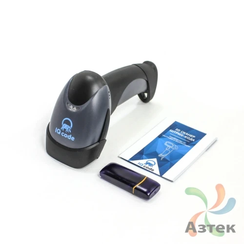Сканер штрих-кода IQ code 1408 2D  Image, темный беспроводной, радиоканал, USB кабель, USB-HID, ЕГАИС