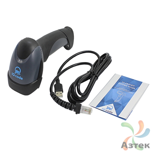 Сканер штрих-кода IQ code 1401 1D  Лазерный, темный ручной, USB кабель, USB-HID