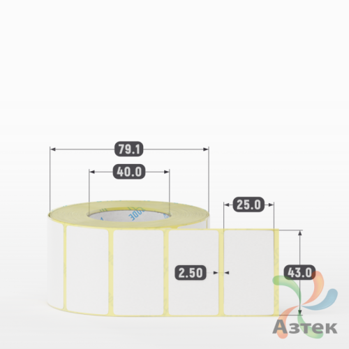 Этикетка самоклеящаяся 43х25 (рядов 1 по 900 шт) Termo ECO съемный клей в рулоне, втулка 40 мм (к) IQ code
