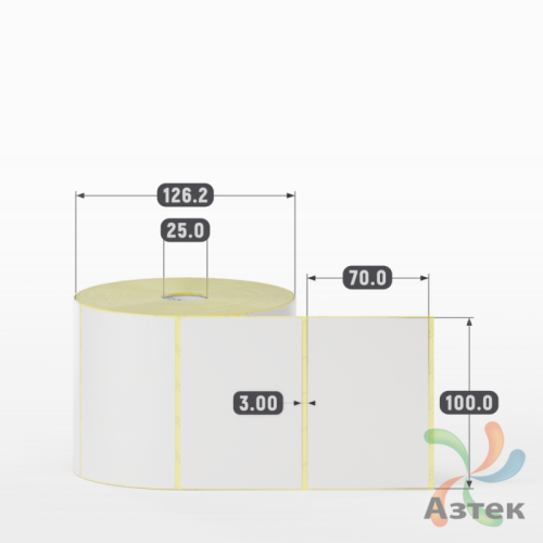 Термотрансферная этикетка 100х70 (рядов 1 по 1 200 шт) Полуглянец в рулоне, втулка 25 мм (к) IQ code