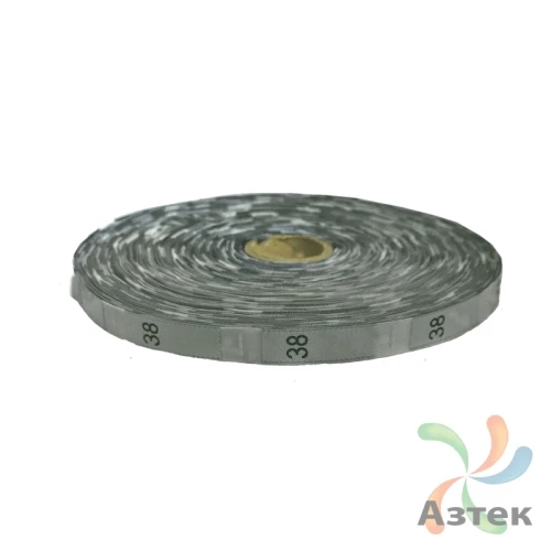 Размерник Тканый «38» Белый 10х40 мм в рулоненарезкав упаковке (1000 шт) Дамаск